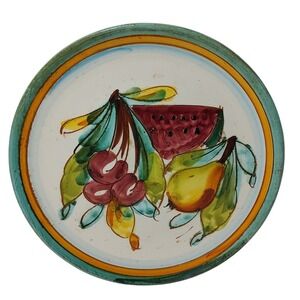 Vintage Italian Signed Wall Hanging Decor Plate‎ Ceramic Fruits Hand Painted